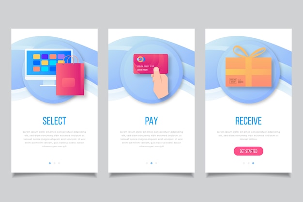 Shopping  onboarding app screens