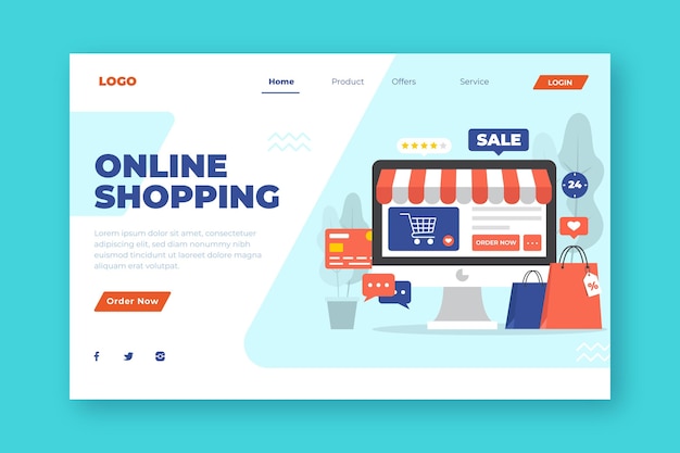 Shopping online landing page concept