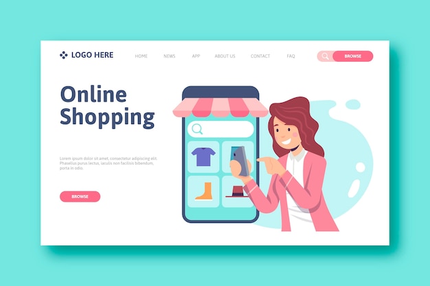 Shopping online landing page concept