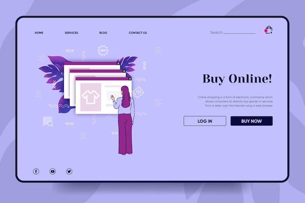 Shopping online landing page concept