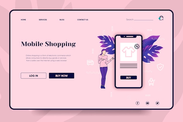 Shopping online landing page concept