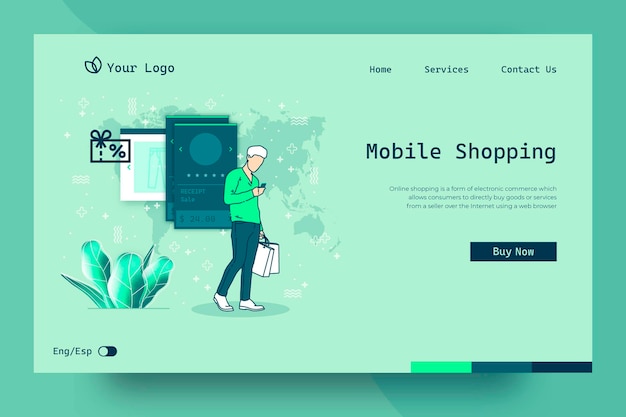 Shopping online landing page concept