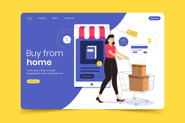 Free Vector shopping online landing page flat design template