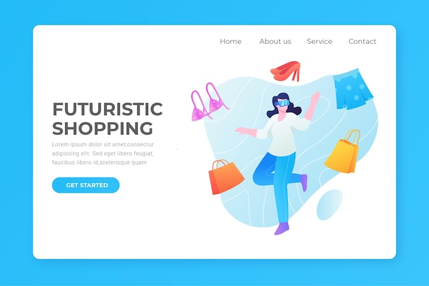 Free Vector shopping online landing page futuristic template