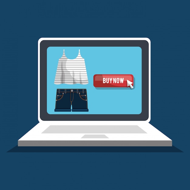 shopping online with laptop computer banner