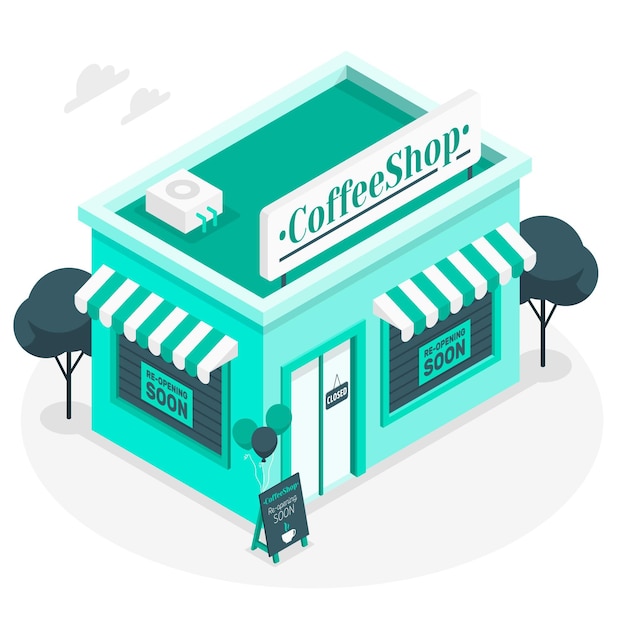 Shops re-opening soon concept illustration