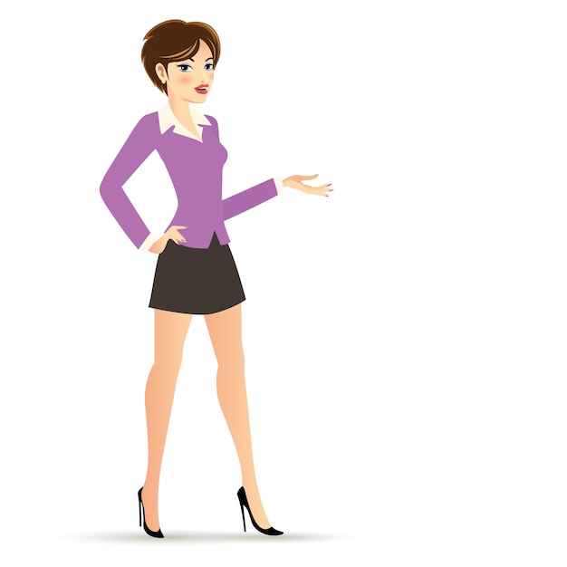 Free Vector short hair business woman in violet and black attire cartoon character isolated