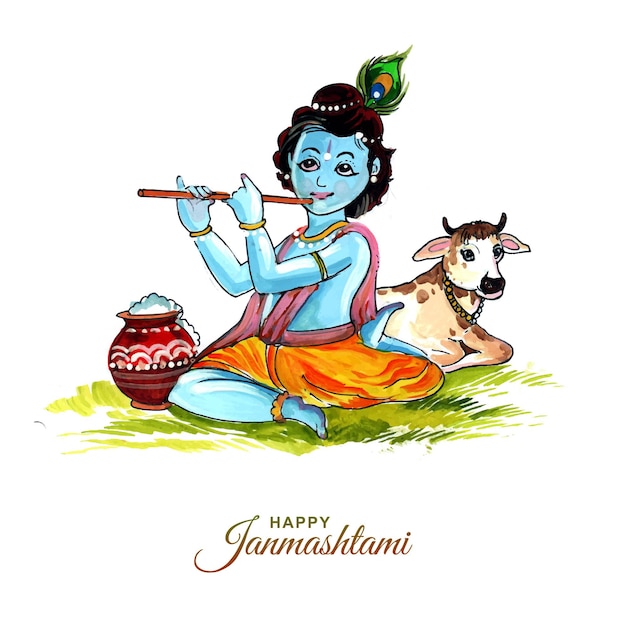 Shree krishna janmashtami festival card background