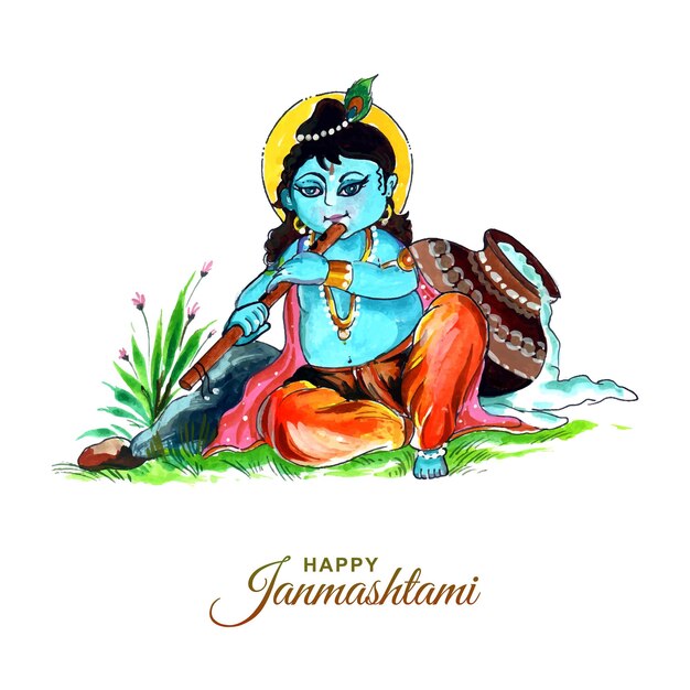 Shree krishna janmashtami festival card background