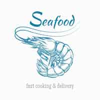 Free vector shrimp seafood logo.