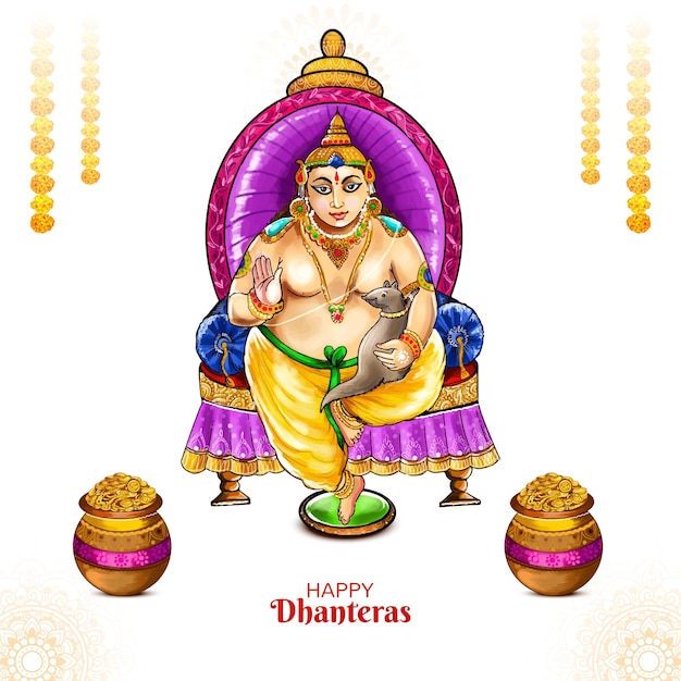 Free Vector shubh dhanteras festival celebration lord kuber card background