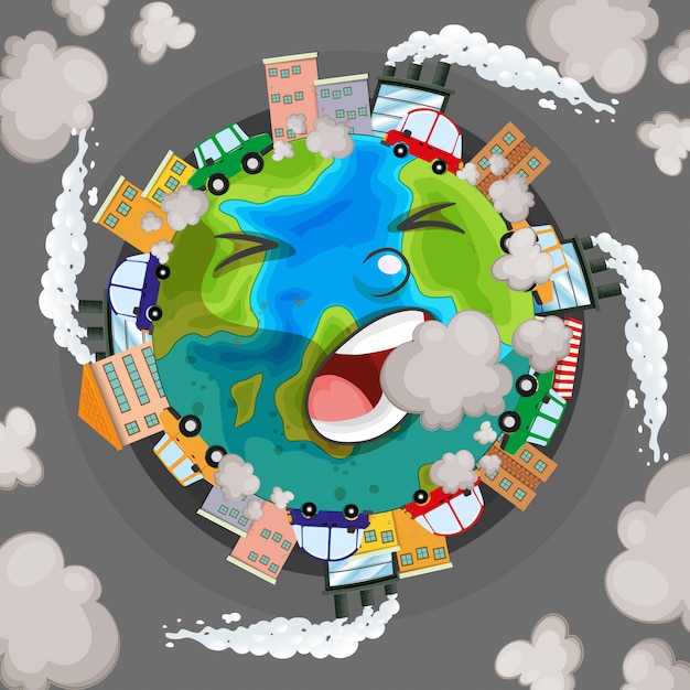 Free Vector sick earth from pollution concept