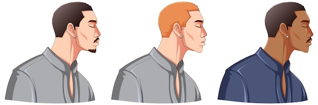 Free Vector side of men closed eyes collection