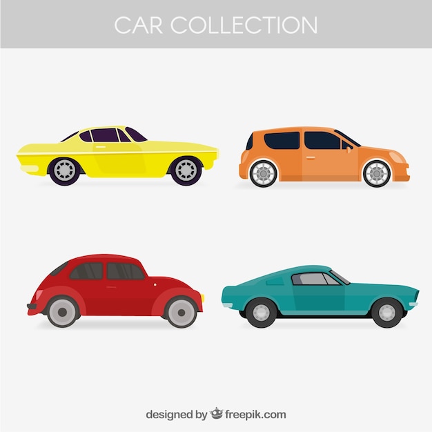 Free Vector side view of four different cars