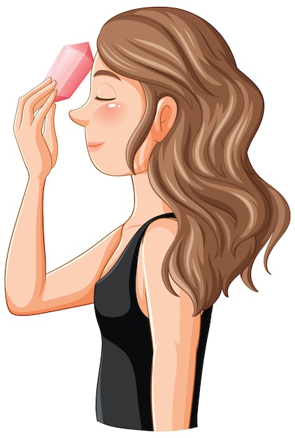 Free Vector side view of a young woman with healing crystal