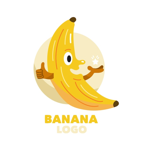 Free Vector sideways happy banana with hands logo template