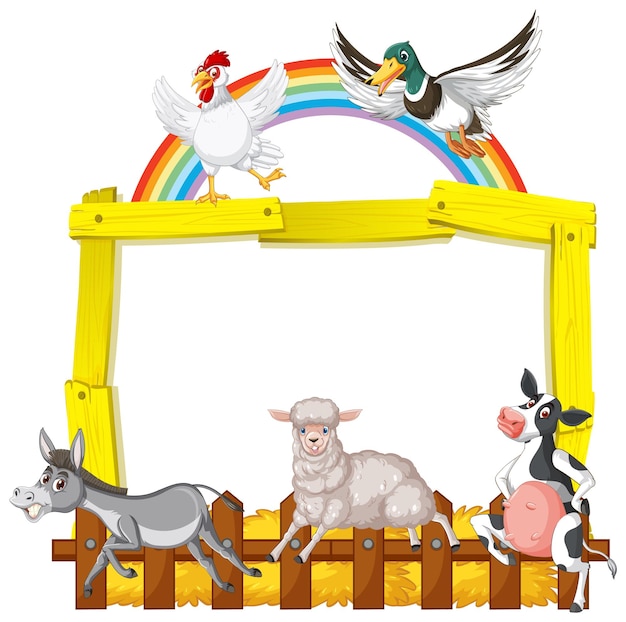 Sign board with animal farm on white background