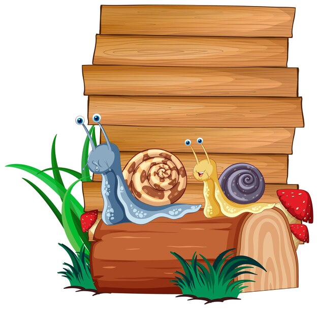 Sign board with snail on white background