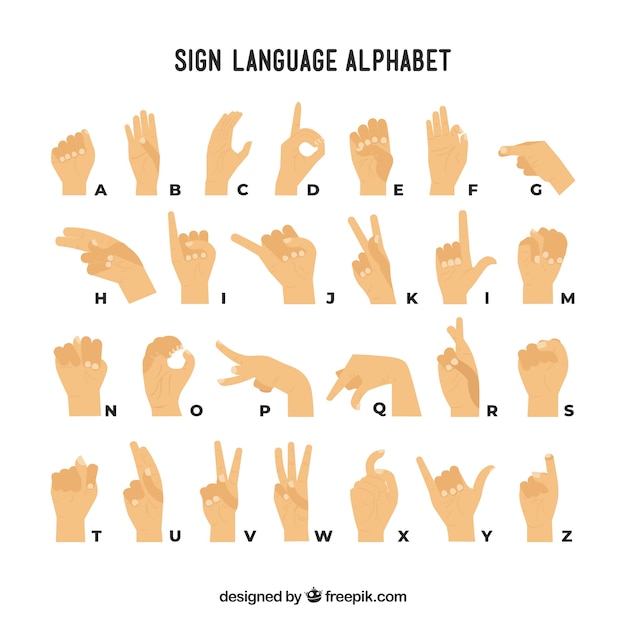 Free vector sign language alphabet in hand drawn style