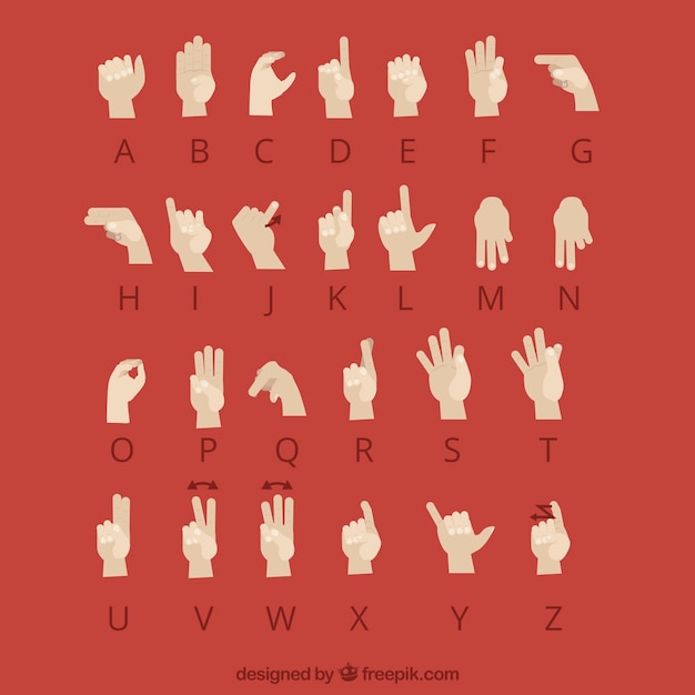 Free Vector sign language alphabet in hand drawn style