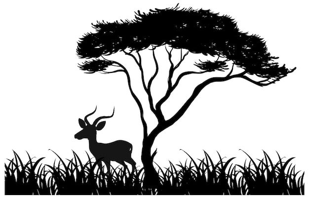 Free Vector silhouette animal in nature white background