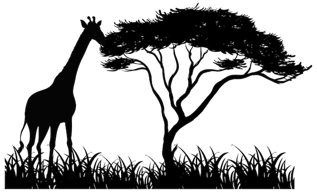 Free Vector silhouette animal in nature white background