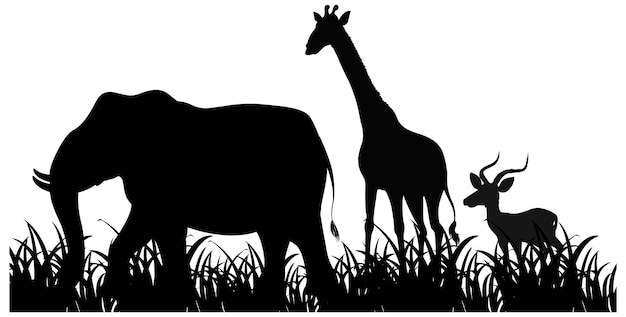 Free Vector silhouette animal in nature white background