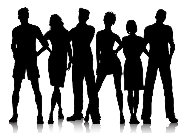 Free Vector silhouette of a crowd of people