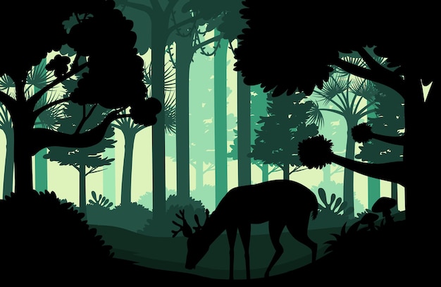 Silhouette dark forest landscape background