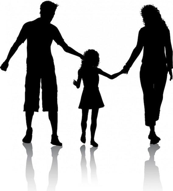 Free vector silhouette of a family walking