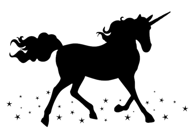 Free Vector silhouette of a fantasy unicorn