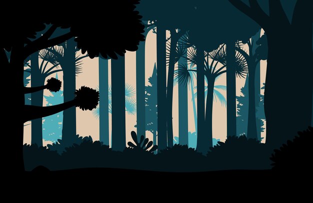 Silhouette jungle landscape background