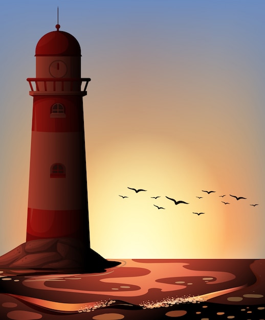 Free Vector silhouette lighthouse