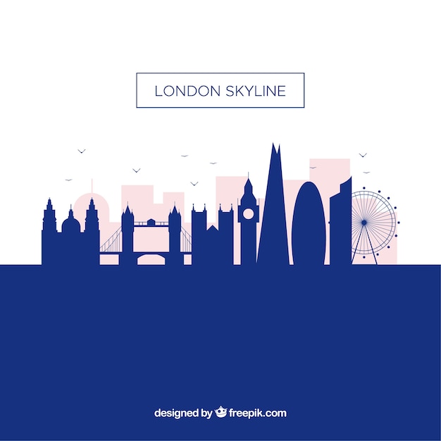 Free Vector silhouette london skyline background in flat style