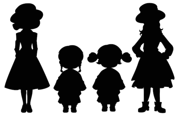 Free vector silhouette of mother and children