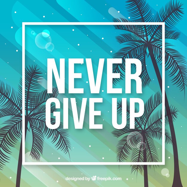 Silhouette palms background with quote