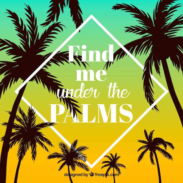 Silhouette palms background with quote