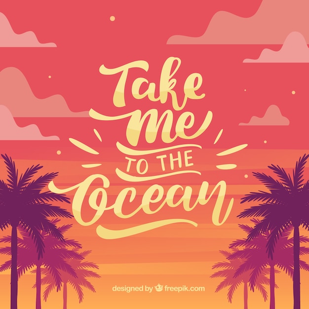 Free vector silhouette palms background with quote