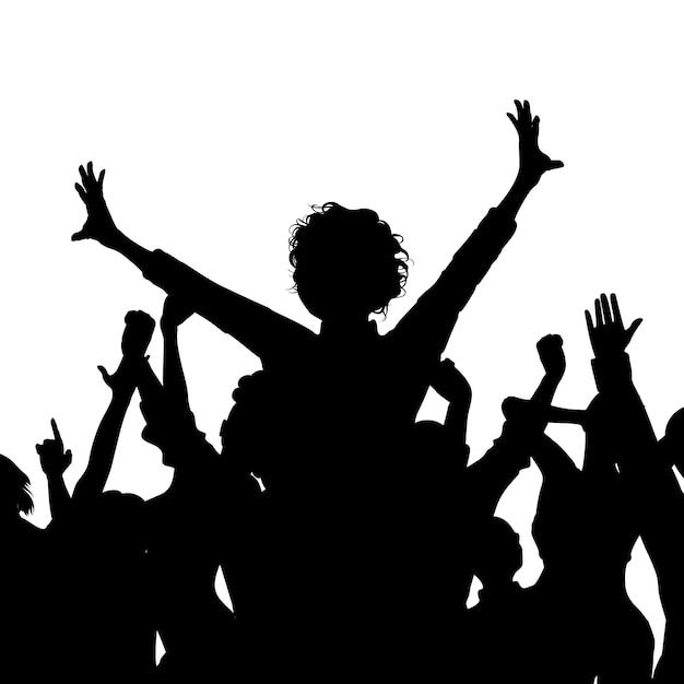 Free vector silhouette of a party audience in black on white background