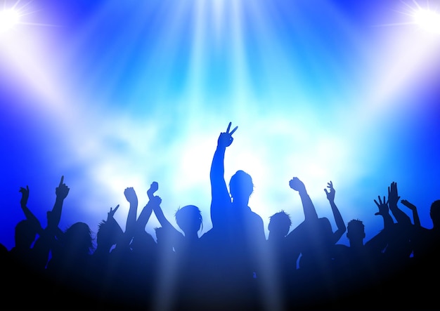 Free Vector silhouette of a party audience on a spotlight background