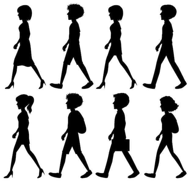 Free Vector silhouette of people walking