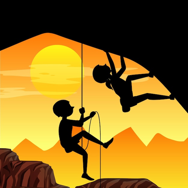 Free Vector silhouette rock climbing background