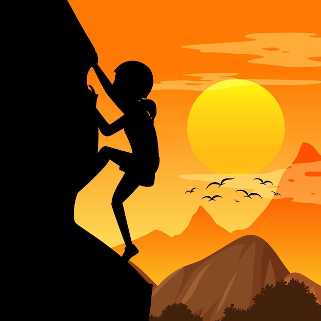 Silhouette rock climbing background