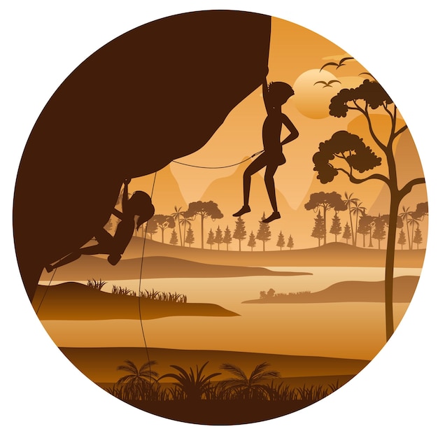 Free Vector silhouette rock climbing badge