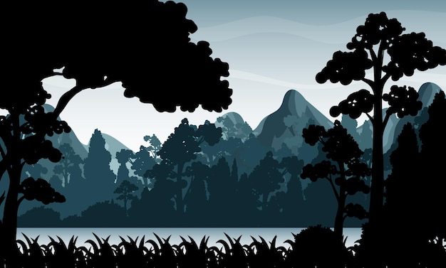 Free vector silhouette shadow of forest scene