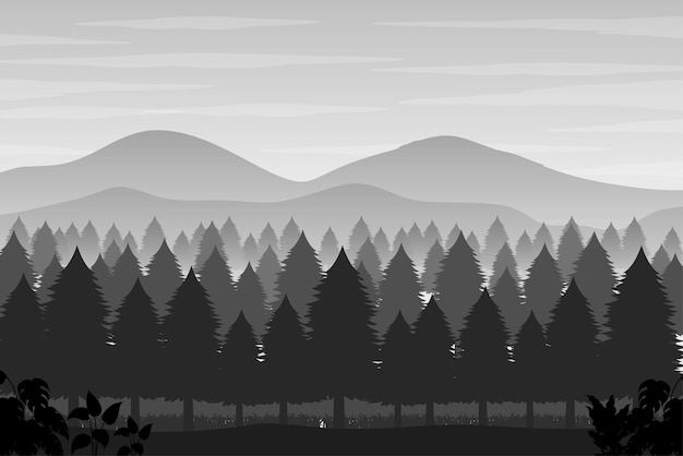 Free vector silhouette shadow of forest scene