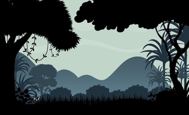 Free Vector silhouette shadow of forest scene