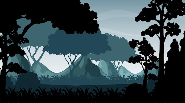 Free vector silhouette shadow of forest scene