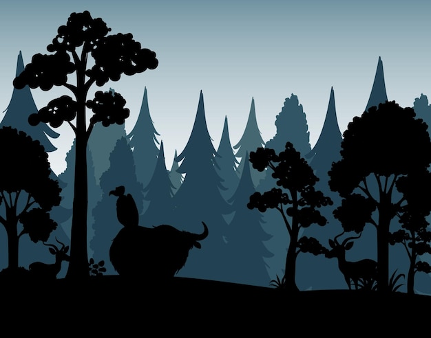 Free vector silhouette shadow of forest scene