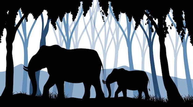 Free Vector silhouette shadow of forest scene